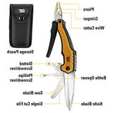 Cekar Store Erpillar Çok Fonksiyonlu Alet 9'u 1 Arada, X-Large, Uzun Burun Pense, Tel Kesici, Bıçak, Şişe Açacağı, Tornavida, Testere Bıçağı, Keseli - Sarı 980045
