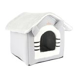 Cekar Store Gobypet Klasik Çatılı Kedi Evi ve Küçük Irk Köpek Kulübesi ve Yuvası – Minderli Peluş Iç Mekan Yatağı, Fermuarlı Üst Bölüm, Taşınabilir Ev Tipi Yuva