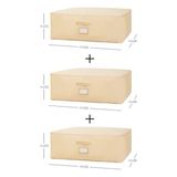 Cekar Store Ocean Home Textile 3'lü Büyük Boy Bej Balıksırtı Baza Altı Hurç Set 62 x 46 x 22 cm