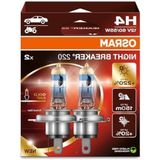 Cekar Store Osram H4 Night Braker 220 Ampul, 12V,%220 Fazla Işık, 2'li Paket