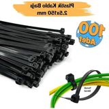 Cekar Store Plastik Cırt Kelepçe, Kablo Bağı Seti, Beyaz, 2.5 x 150 Mm, 100 Adet, Kendinden Kilitlemeli Dayanıklı Naylon Kelepçe, Ev, Ofis ve Endüstriyel Düzenleme Için (Siyah)