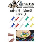 Cekar Store Renkli Harita Çivisi 100'LÜ 1 Paket Mantar Pano Raptiyesi Pano Iğnesi Ofis Okul Büro - 41 Delft Blue