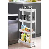 Cekar Store Slim 4 Katlı Tekerlekli Raf Ünitesi - Dar Alanlar Için Mutfak & Banyo Organizer - Baharatlık & Havluluk Düzenleyici (Gri)