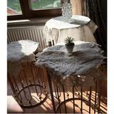 Ceki Home 5 Parça Gülseda Model Krem-Krem Keten Dantelli Runner Seti Çeyizlik Salon Takımı - 0,5 x 9 cm - 001-Renkli