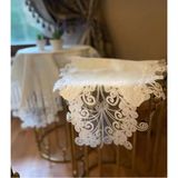 Ceki Home Anna Model Krem Keten Dantelli 5 Parça Salon Takımı Masa Örtüsü Runner Seti - 0,5 x 9 cm - 001-Renkli