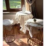 Ceki Home Çeyizlik Gülseda Model Krem-Krem 5 Parça Keten Masa Örtüsü Runner Seti - 0,5 x 9 cm - 001-Renkli