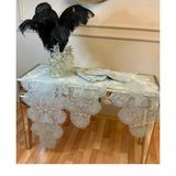 Ceki Home Çeyizlik Palmiye Model Gri Keten Runner Seti Zarif Salon Takımı 7 Parça