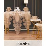 Ceki Home Çeyizlik Palmiye Model Kapiçino Keten Runner Seti Şık Salon Takımı 5 Parça - 0,5 x 9 cm - 001-Renkli