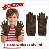 Ceki Home Çocuk Boy Pandomim Eldiveni Beyaz Puantiyeli Kahve Renk Gösteri Eldiveni 23 Nisan 19 Mayıs - 0-Siyah