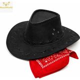 Ceki Home Çocuk Kovboy Şapka Siyah &amp; Kırmızı Bandana Seti - 0-Siyah