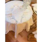 Ceki Home Flowers Model Krem 5 Parça Keten Dantelli Masa Örtüsü Runner Seti
