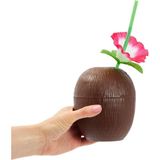 Ceki Home Hindistan Cevizi Hawaii Luau Aloha Pipetli Içecek Kabı Bardak 10X13 cm 1 Adet - 0-Siyah