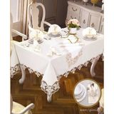 Ceki Home Karanfil Gardenya Keten Yemek Takımı Masa Seti 12 Kişilik 26 Parça 160 × 220 cm Runner Set Krem-Gümüş