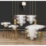 Ceki Home Kayla Model Krem-Gümüş Keten Masa Örtüsü Runner Seti Modern Salon Takımı 5 Parça - 0,5 x 9 cm - 001-Renkli