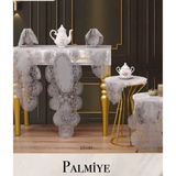 Ceki Home Keten Palmiye Model Gri 5 Parça Masa Örtüsü Runner Seti Modern Salon Takımı - 0,5 x 9 cm - 001-Renkli