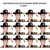 Ceki Home Kovboy Şerif Şapkası Siyah 12 Adet - Kostüm, Parti ve Gösteri Şapkası - 0-Siyah