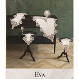 Ceki Home Krem-Krem Eva Model 5 Parça Keten Dantelli Masa Örtüsü Runner Seti Şık Salon Takımı - 0,5 x 9 cm - 001-Renkli