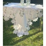 Ceki Home Krem-Krem Kayla Model 5 Parça Keten Dantelli Runner Seti Dekoratif Salon Takımı - 0,5 x 9 cm - 001-Renkli