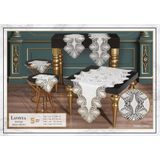 Ceki Home Lavinya Model Krem-Krem 5 Parça Keten Dantelli Salon Takımı Runner Seti No 2 Çeyizlik - 0,5 x 9 cm - 001-Renkli