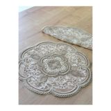 Ceki Home Masa Üzerine Runner, Masa Örtüsü Runneri Fransız Dantel Detaylı Tek Runner 36 x 36 cm
