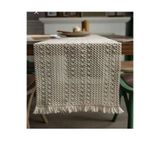 Ceki Home Masa Üzerine Runner, Sehpa Örtüsü Fransız Dantel Detaylı Otantik 40 x 140 cm Krem