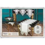 Ceki Home Mimoza Model Krem 5 Parça Dantel Masa Örtüsü Runner Seti Salon Takımı No 666