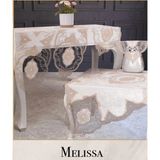 Ceki Home Salon Takımı 5 Parça Dantel Masa Örtüsü Runner Seti Çeyizlik Melissa Model Krem-Gold - 0,5 x 9 cm - 001-Renkli