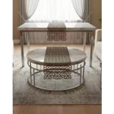 Ceki Home Salon Takımı 5 Parça Dantel Masa Örtüsü Runner Seti Kahverengi Angles Model No 856