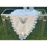 Ceki Home Salon Takımı 5 Parça Dantelli Keten Masa Örtüsü Runner Seti Çeyizlik Selena Model Krem - 0,5 x 9 cm - 001-Renkli