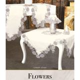 Ceki Home Salon Takımı 5 Parça Keten Dantelli Masa Örtüsü Runner Seti Çeyizlik Flowers Model Bej - 0,5 x 9 cm - 001-Renkli