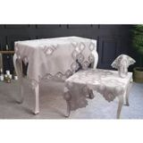 Ceki Home Salon Takımı 5 Parça Keten Dantelli Masa Örtüsü Runner Seti Çeyizlik Flowers Model No 9964 Kapiçino