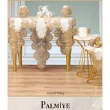 Ceki Home Salon Takımı Çeyizlik Palmiye Model Krem-Kapiçino 5 Parça Keten Runner Seti