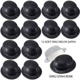 Ceki Home Siyah Renk Simli Melon Yuvarlak Parti Şapkası 12 Adet - 0-Siyah
