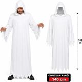 Ceki Home Yetişkin Beyaz Kapüşonlu Cellat Hayalet Kostümü 140 cm - 0-Siyah