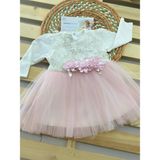 Çekik Bebek Kız Bebek Papatyalı Mevsimlik Elbise Bebek Elbise Kız Çocuk Elbise - 1 Yaş - Pembe