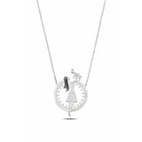 Çekirdek Jewelry 925 Ayar Gümüş Anne Çocuk Kolye Zirkon Taşlı Kadın Kolye