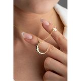 Çekirdek Jewelry 925 Ayar Gümüş Ay Ve Yıldız Taşlı Şık Kadın Kolye Sevgiliye Hediye