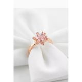 Çekirdek Jewelry 925 Ayar Gümüş Ayarlanabilir Pembe Taşlı Lotus Yüzük