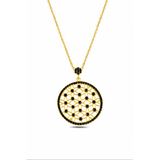 Çekirdek Jewelry 925 Ayar Gümüş Kaplama Siyah Taşlı Yuvarlak Kolye – Zarif Ve Şık Tasarım
