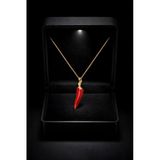 Çekirdek Jewelry 925 Ayar Gümüş Kırmızı Biber Kolye Mine Kaplama, Şans Ve Nazar Temalı