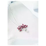 Çekirdek Jewelry 925 Ayar Gümüş Kırmızı Taşlı Buket Kolye