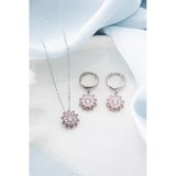 Çekirdek Jewelry 925 Ayar Gümüş Lotus Kolye Küpe Seti