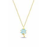 Çekirdek Jewelry 925 Ayar Gümüş Mavi Taşlı Yonca Kolye – Şans Sembolü Zarif Tasarım
