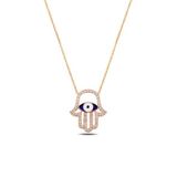Çekirdek Jewelry 925 Ayar Gümüş Nazar Boncuklu Fatma Ana Eli Kolye | Zirkon Taşlı Şık Tasarım