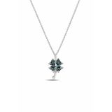 Çekirdek Jewelry 925 Ayar Gümüş Rodajlı Yonca Kolye – Renkli Taşlı Şans Kolyesi