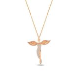 Çekirdek Jewelry 925 Ayar Gümüş Rose Kaplama Melek Kolye – Zirkon Taşlı Şık Ve Zarif Tasarım