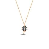 Çekirdek Jewelry 925 Ayar Gümüş Rose Mor Taşlı Yonca Kolye – Şans Sembolü Zarif Tasarım