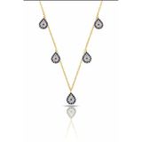 Çekirdek Jewelry 925 Ayar Gümüş Sarı Altın Kaplama Lacivert Taşlı Damla Kolye – Yansımalı Zarif Tasarım