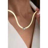 Çekirdek Jewelry 925 Ayar Gümüş Şık Zincir Kolye Balık Sırtı Model Zirkon Taşlı