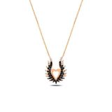 Çekirdek Jewelry 925 Ayar Gümüş Siyah Taşlı Melek Kanatlı Kalp Kolye – Zirkon Taşlı Şık Ve Zarif Kadın Kolye